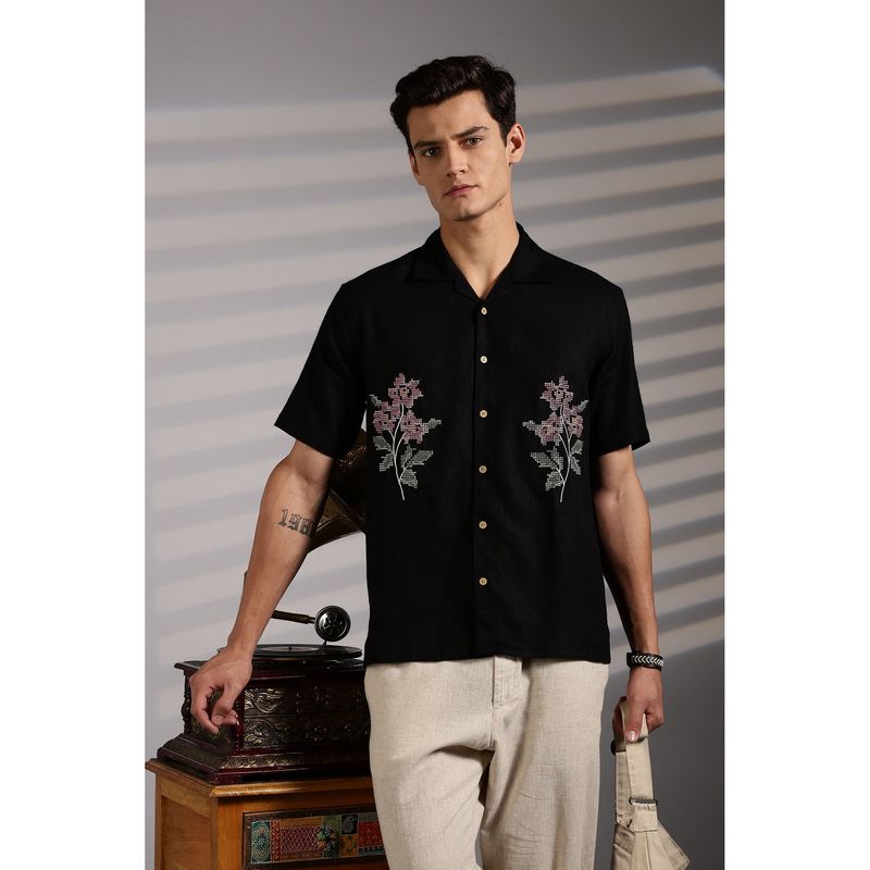 Eszett Cross Stitch Embroidery Black Shirt (L)