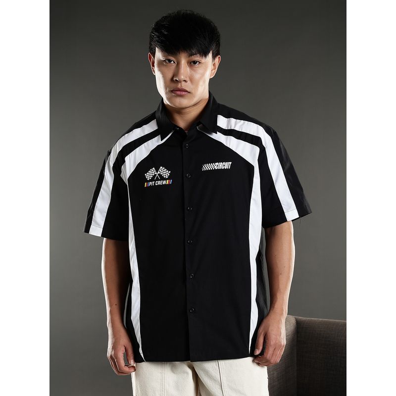 Eszett Black and White Racing Cut and Sew Oversized Shirt (S)