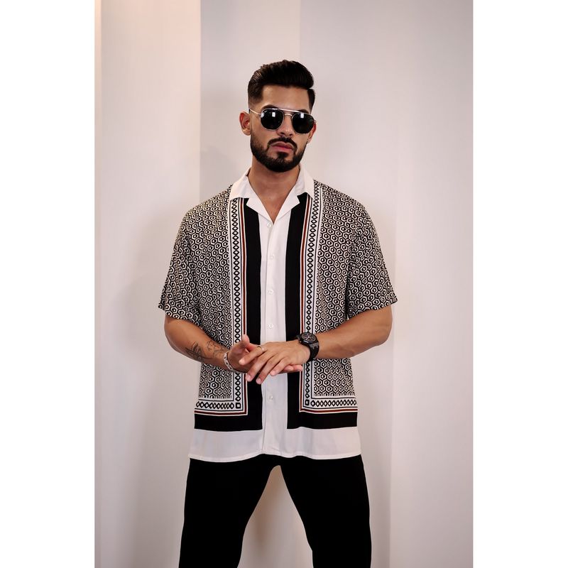 Eszett Men Multi Color Cotton Geometric Casual Shirt (M)