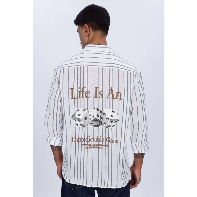 Eszett Men White Stripes Full Sleeves Casual Shirt (S)