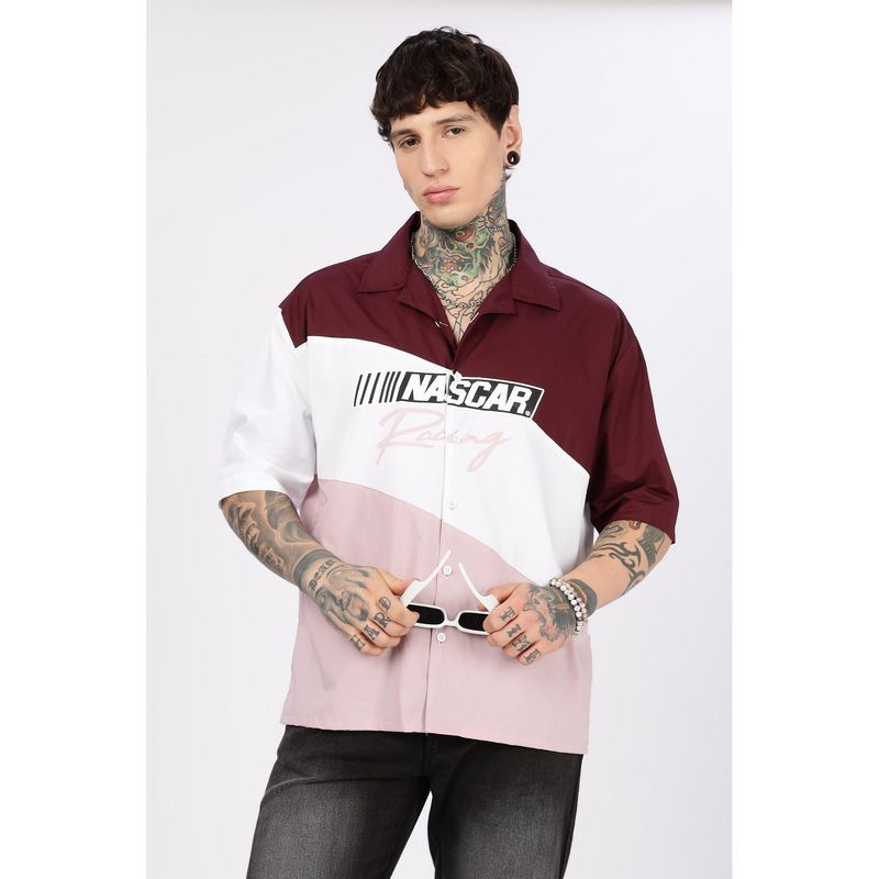 Eszett Nascar Racing Cut and Sew Oversized White Shirt (S)