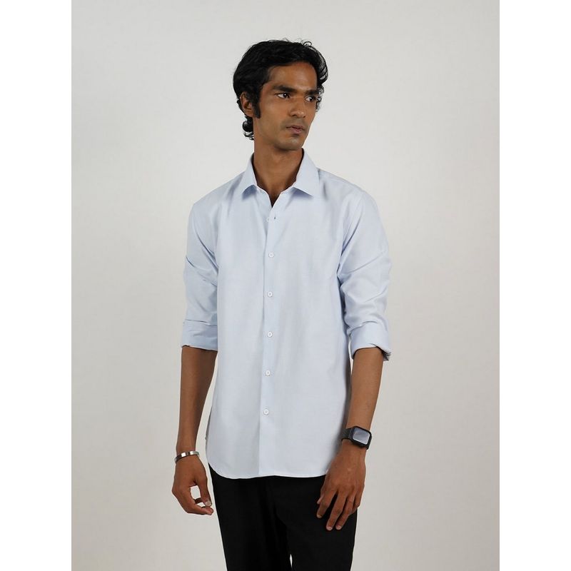 Eszett Men Blue Cotton Solid Casual Shirt (S)