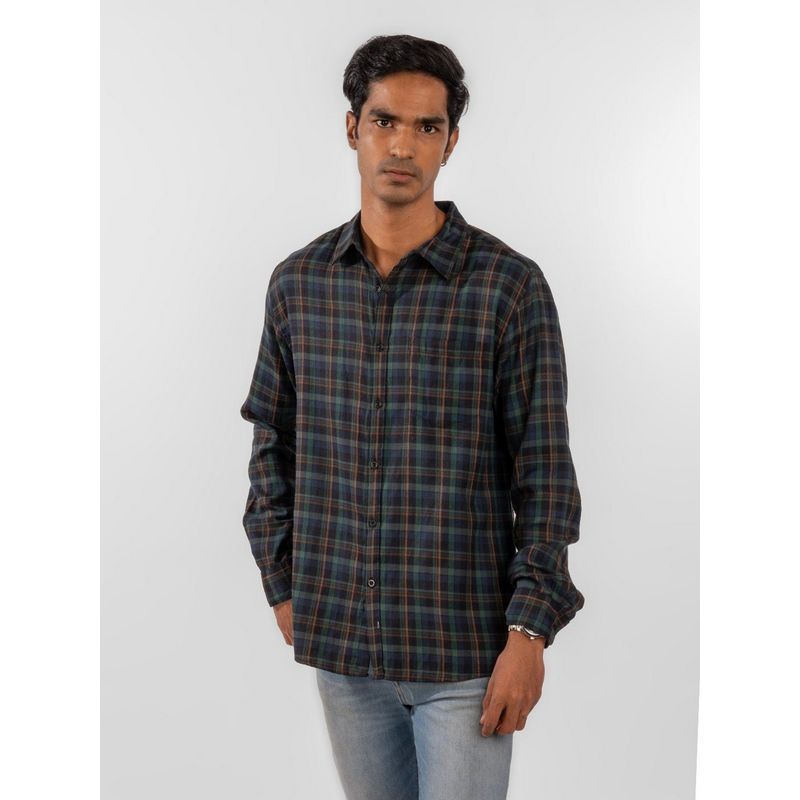 Eszett Men Green Cotton Checks Casual Shirt (XL)