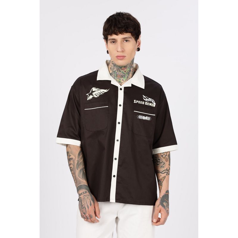 Eszett Racing Oversized Cotton Black Shirt (S)