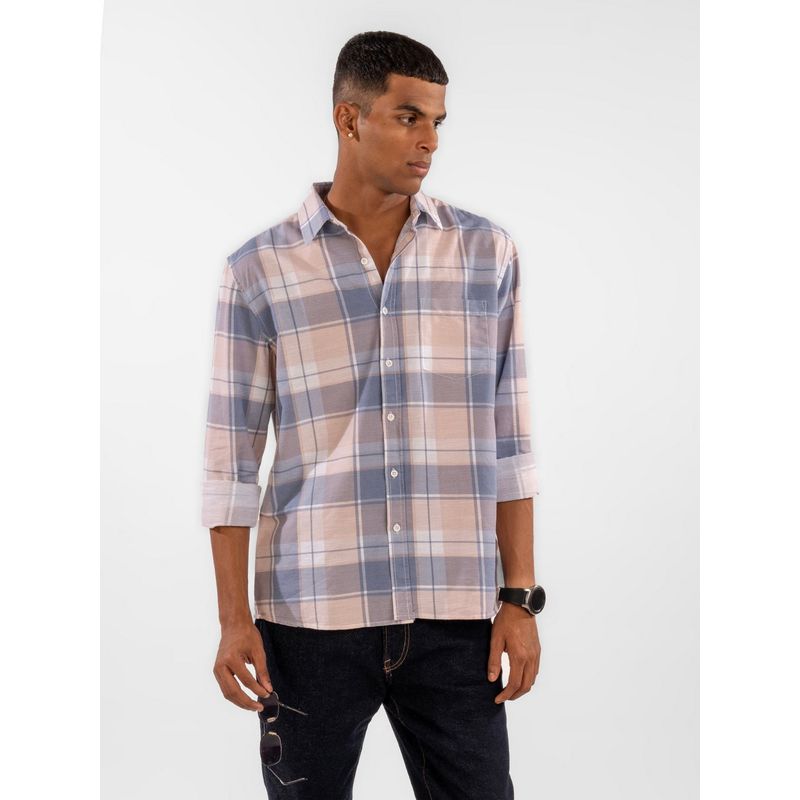 Eszett Men Blue Checks Full Sleeves Casual Shirt (M)