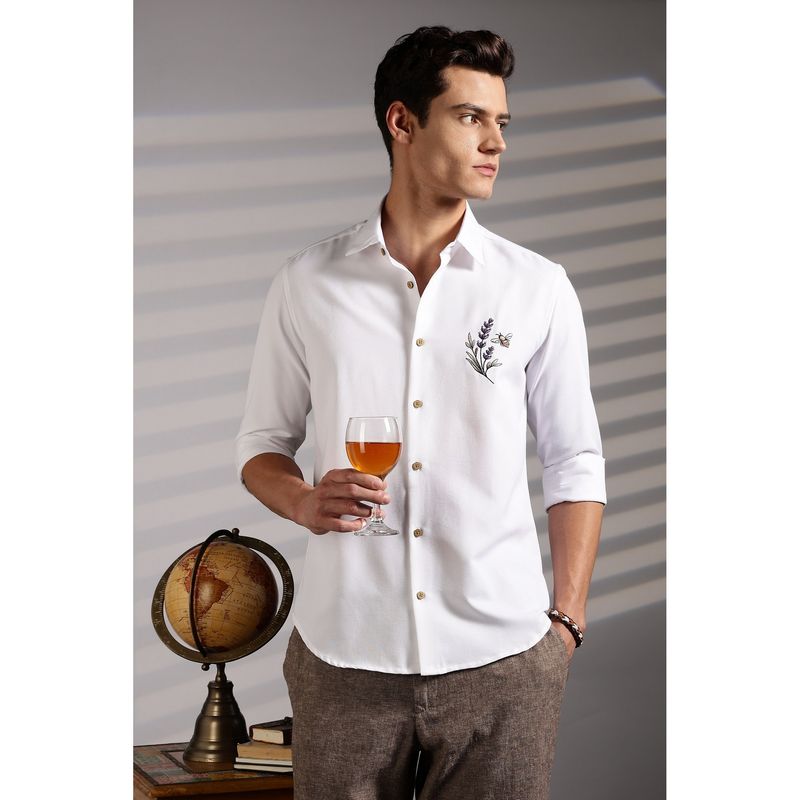Eszett Lavender Embroidery Cream Shirt (L)
