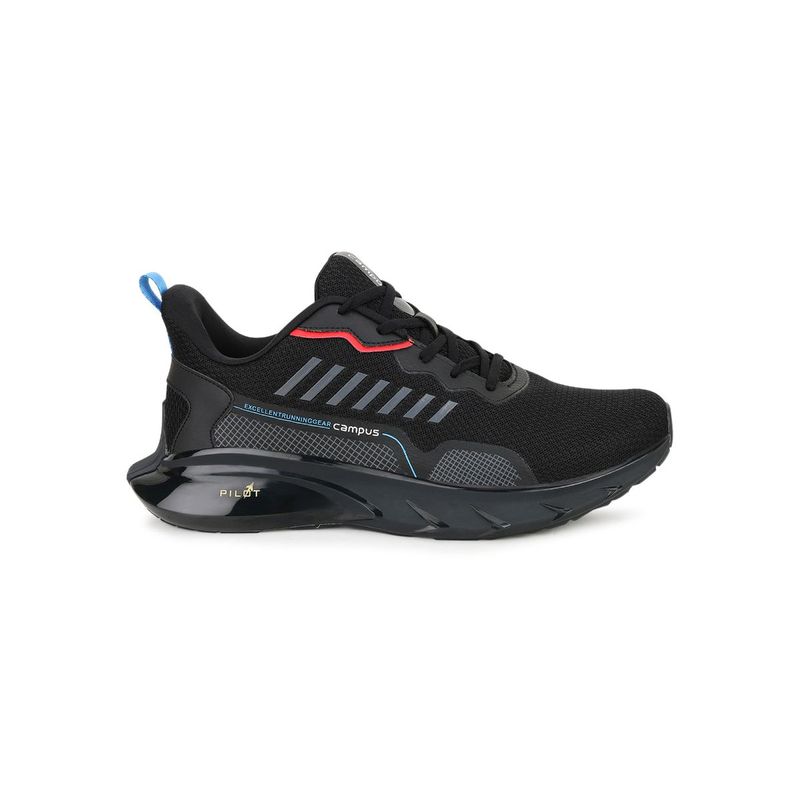 Campus DECCAN Black Running Shoes (UK 7)