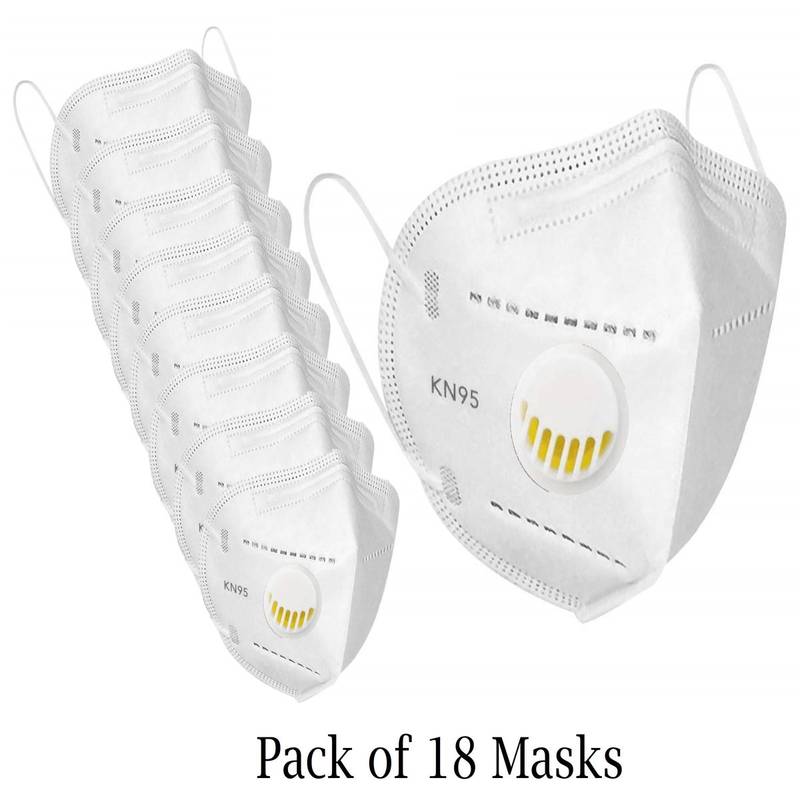 Buy Fabula White KN95 Anti-Pollution Mask with Respirator Valve Pack of ...