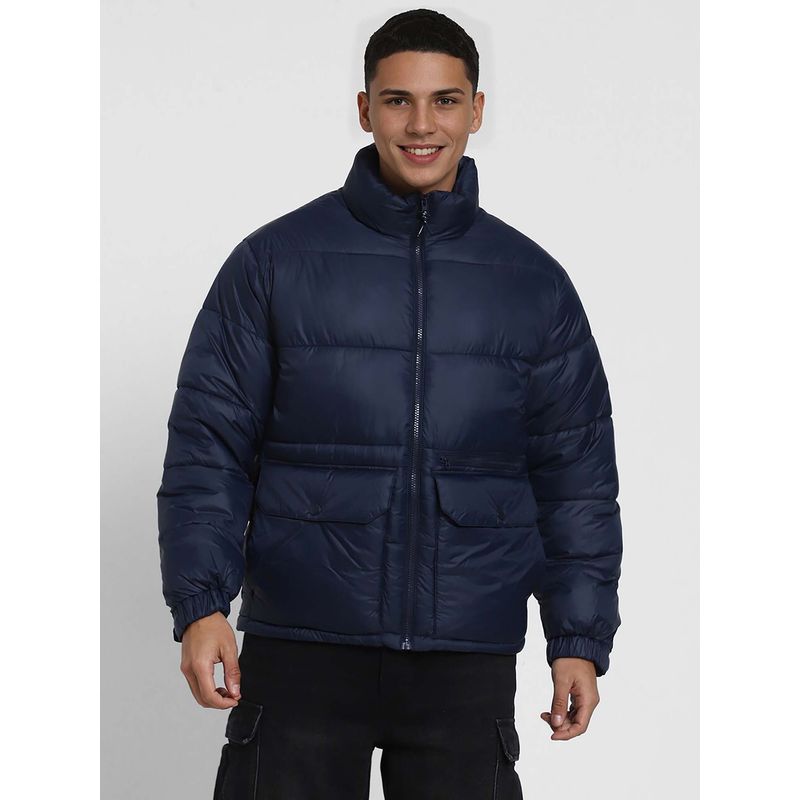 American Eagle Men Navy Blue Puffer Jacket (L)