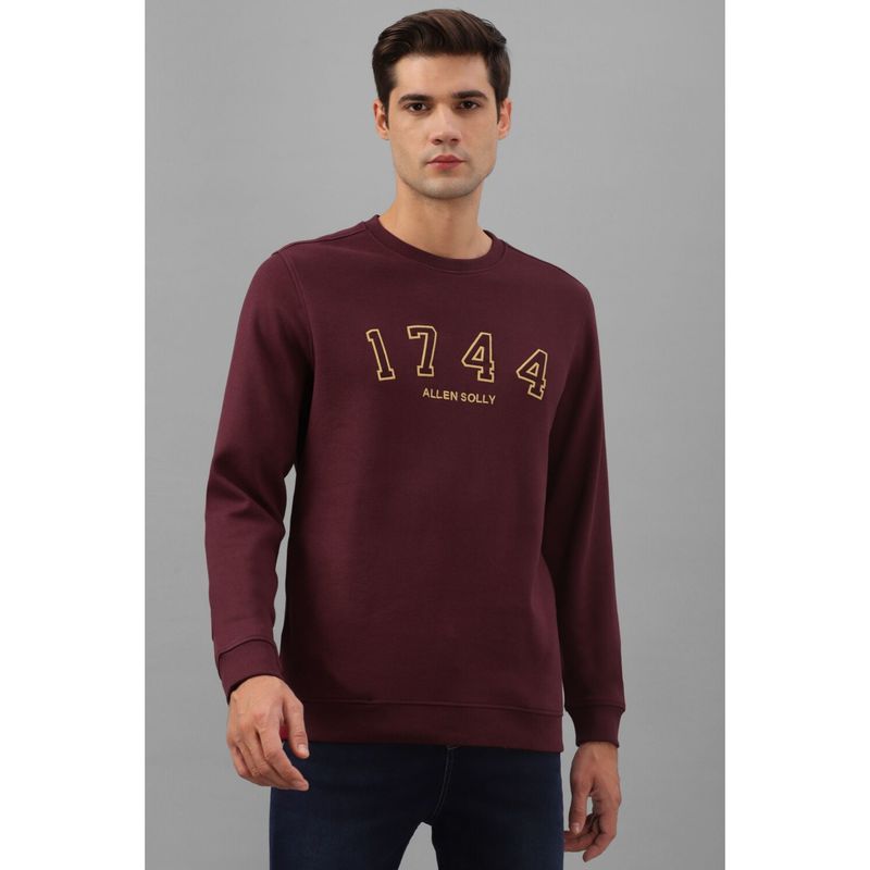 Allen Solly Men Maroon Crew Neck Full Sleeves Casual Sweatshirt (S)