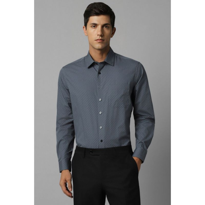 Louis Philippe Men's Cotton Wrinkle Resistant Slim fit Charcoal Printed Formal Shirt (39)
