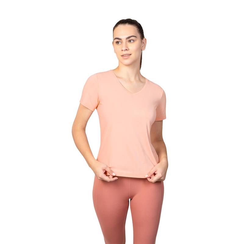 ENABL LIFE Energize V-Neck Peach T-Shirt (XS)