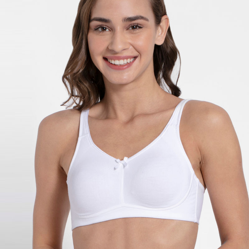 Jockey FE41 Wirefree Non Padded Cotton Elastane Full Coverage Everyday Bra - White (34B)