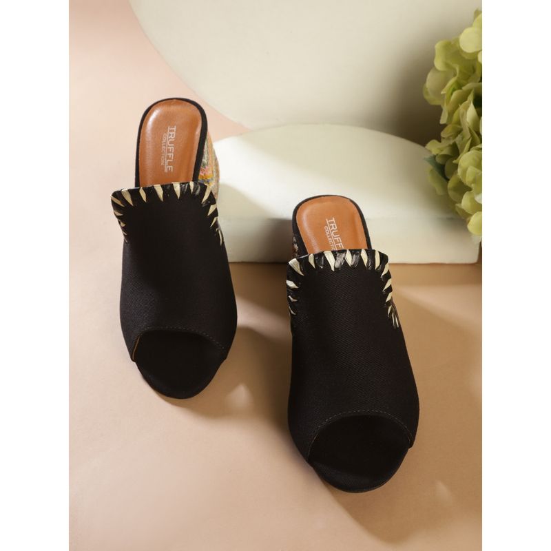 Truffle Collection Black Solid Heels (UK 4)