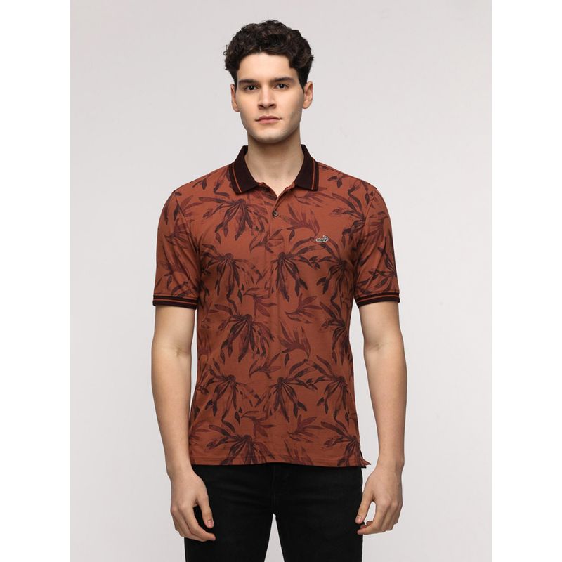 Crocodile Abstract Tropical Leaf Printed Polo T-Shirt (2XL)