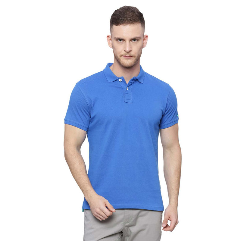 Buy BASICS Muscle Fit Cobalt Blue Polo T-shirt Online