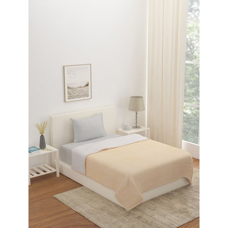 At Home by Nilkamal Sherpa & Flannel Single Blanket Golden (Single