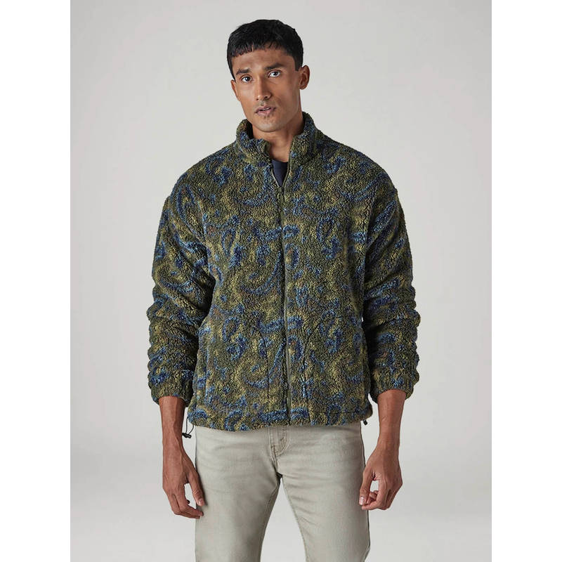Levi's Olive Abstract Polyester Loose Fit Jacket (L)