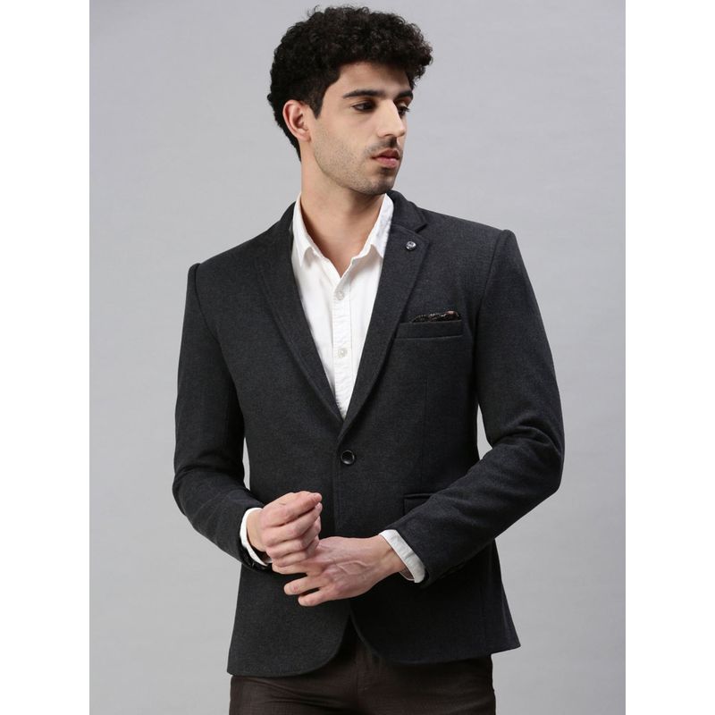 SHOWOFF Men Solid Black Single Breasted Blazer (L)