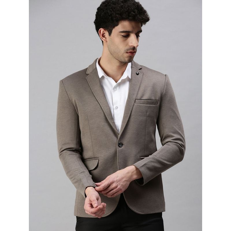SHOWOFF Men Solid Grey Single Breasted Blazer (XL)