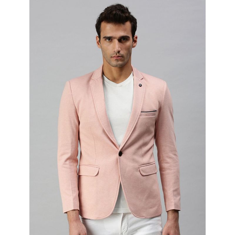SHOWOFF Men Solid Pink Single Breasted Blazer (L)