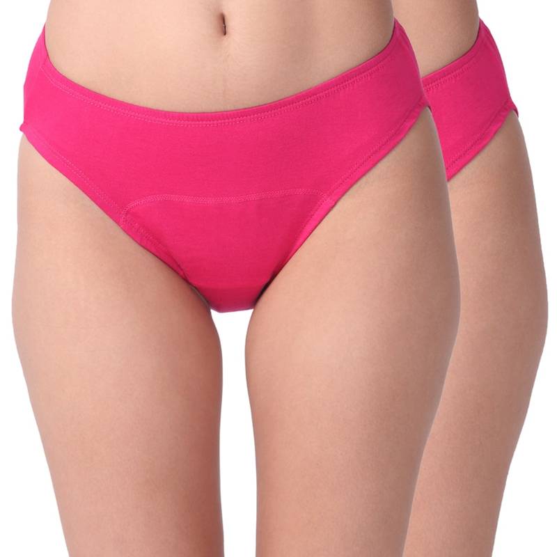 Adira Pack of 2 Period Hipsters - Pink (S)