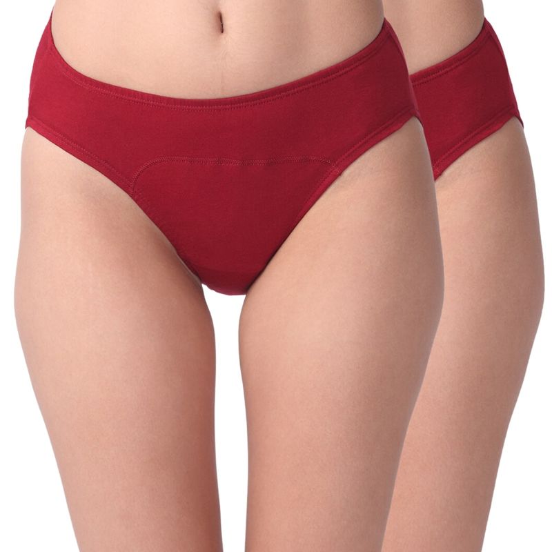 Adira Pack of 2 Period Hipsters - Maroon (XL)