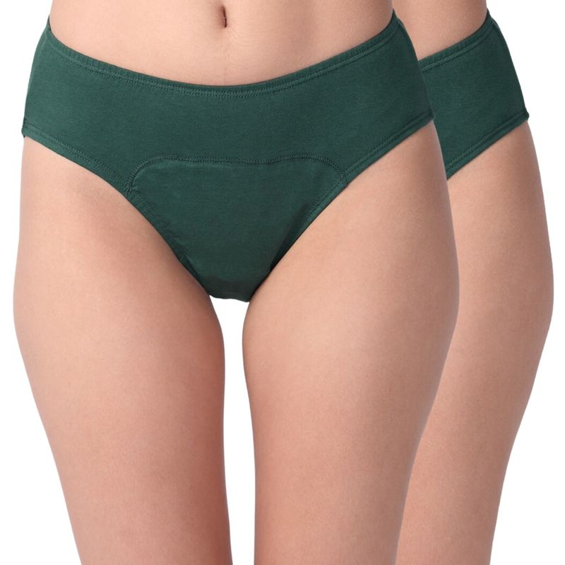 Adira Pack of 2 Period Hipsters - Green (L)