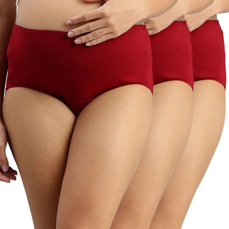 Morph Maternity Pack Of 3 Maternity Hygiene Panties - Maroon (M)