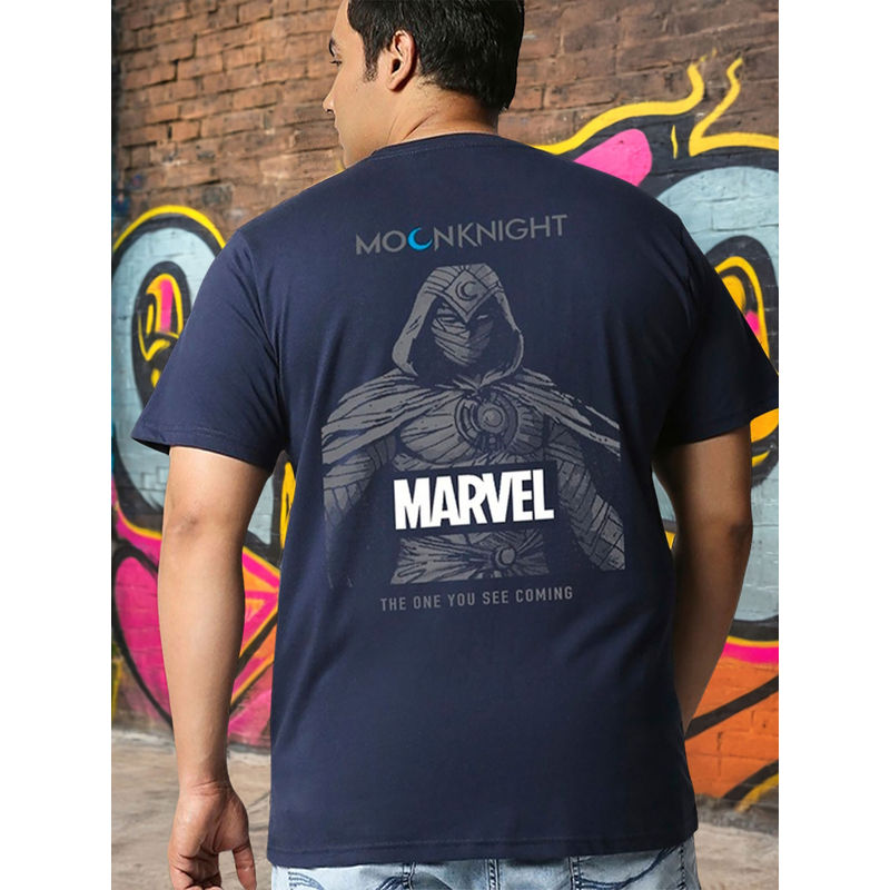 Bewakoof Official Marvel Men's Blue Graphic Printed Oversized Plus Size T-shirt (4XL)