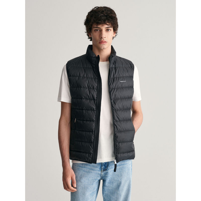 GANT Men Black Solid High Neck Sleeveless Puffer Jacket (XL)