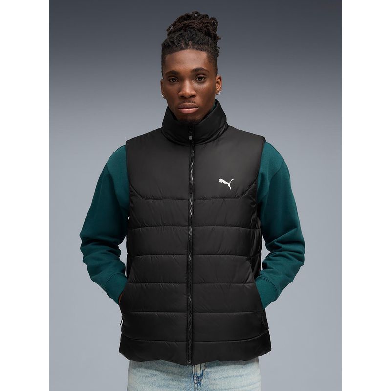 Puma Black Polyester Solid Puffer Jacket (S)