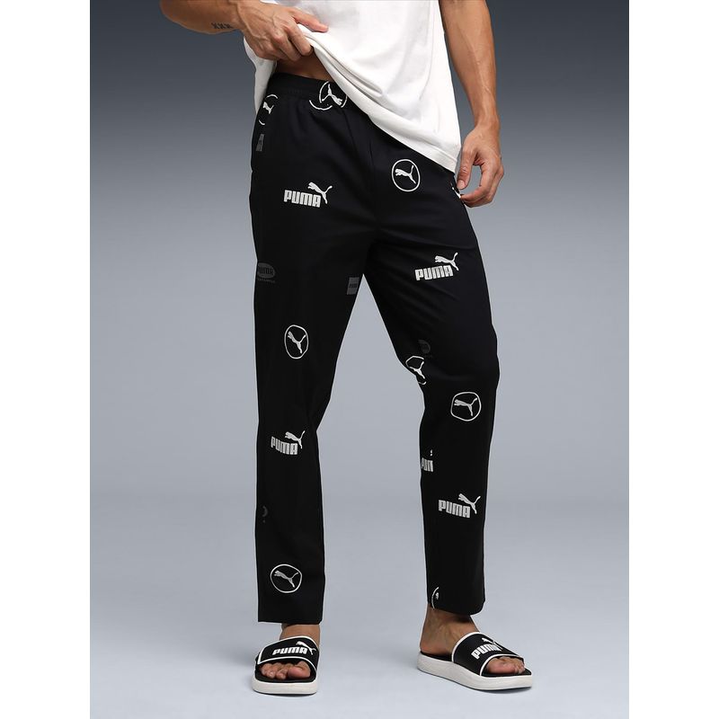 Puma Black Cotton Printed Trackpant (2XL)