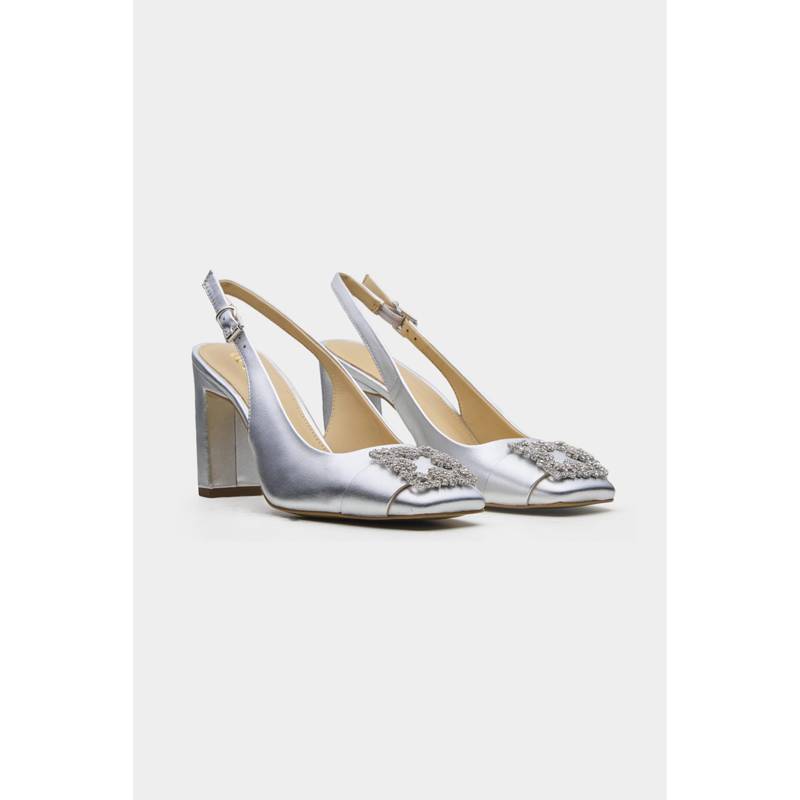 Oroh Women Silver Sugilite Block Heels (EURO 36)