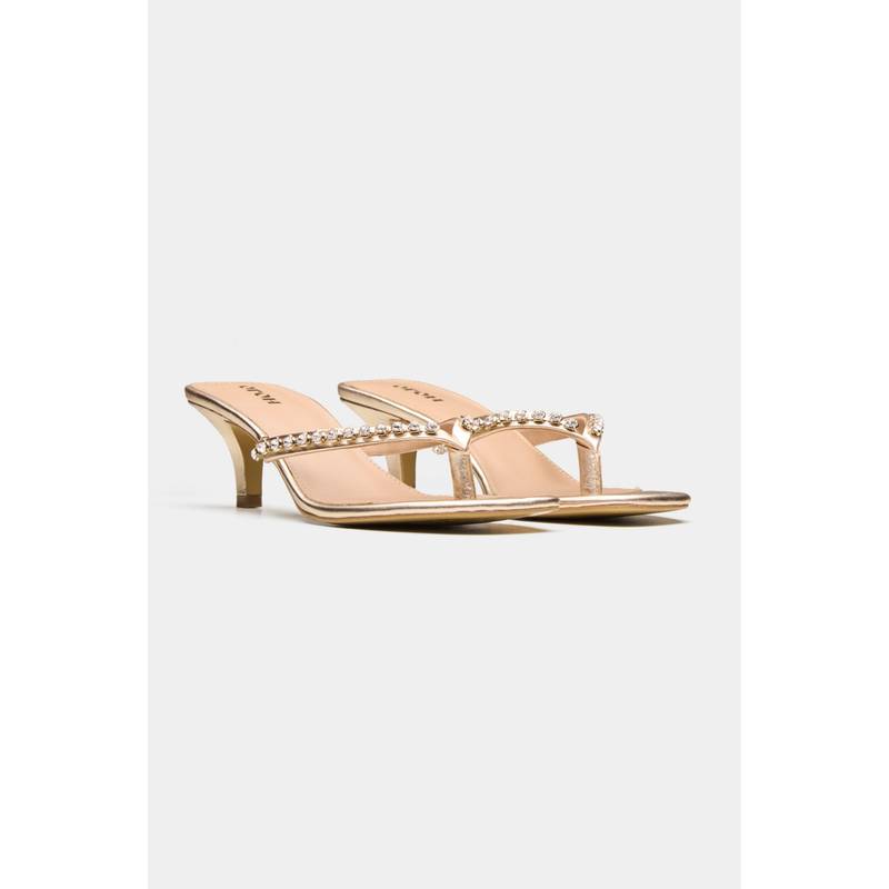 Oroh Women Gold Triangula Kitten Heels (EURO 35)