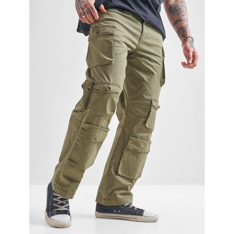 HIGHLANDER Green Relaxed Fit Cargo Pant (30)