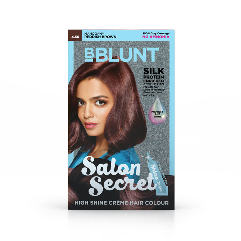 BBLUNT Salon Secret High Shine Creme Hair Colour Mahogany Reddish Brown. No Ammonia