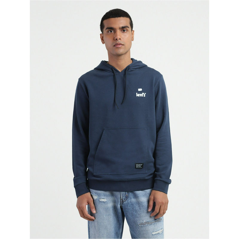 Levi's Men Navy Blue Hooded Sweatshirt (XL) (XL)