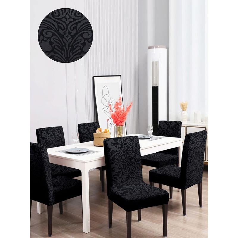 Buy Cortina Jacquard Dining Chair Cover Black Set of 6 Online