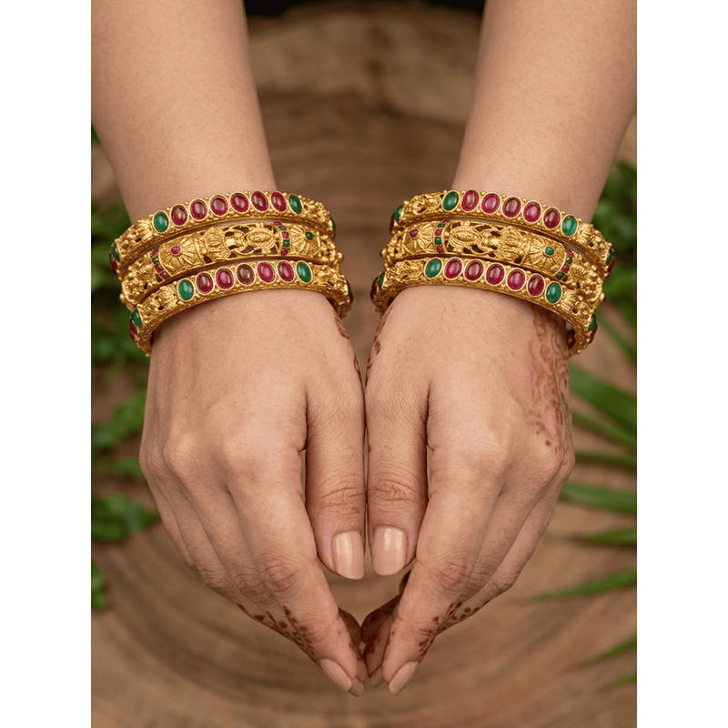 GRIIHAM Women Copper Bangles (Pack of 6) (2.4)