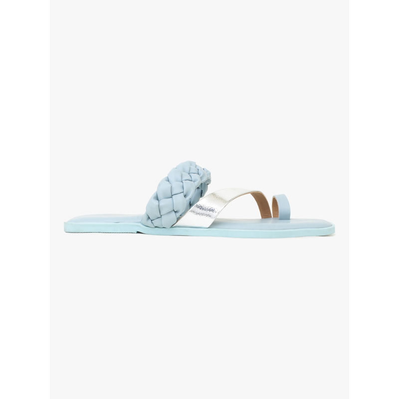 Insaddlers Flat Sandals and Slides Blue (EURO 36)