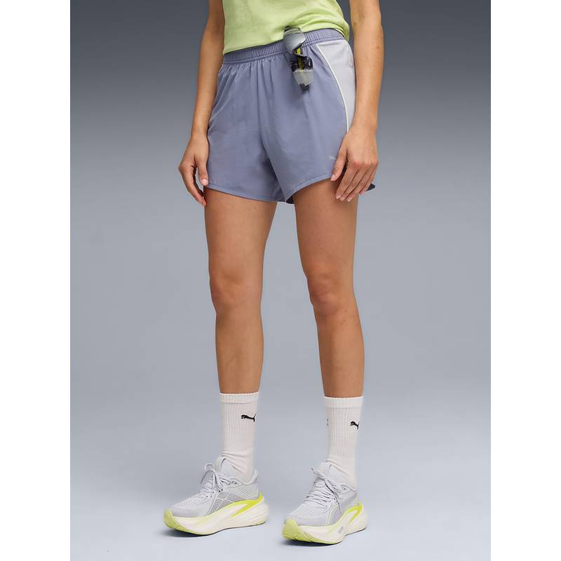 Puma Blue Solid Mid Waist Fitted Short (M)