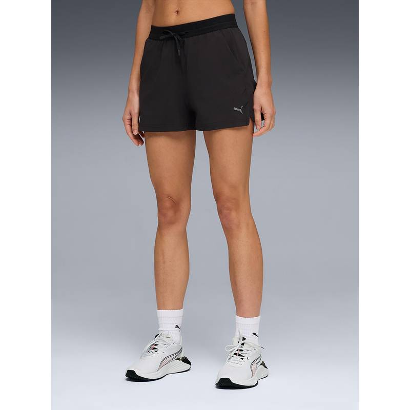 Puma Black Solid Mid Waist Regular Short (S)