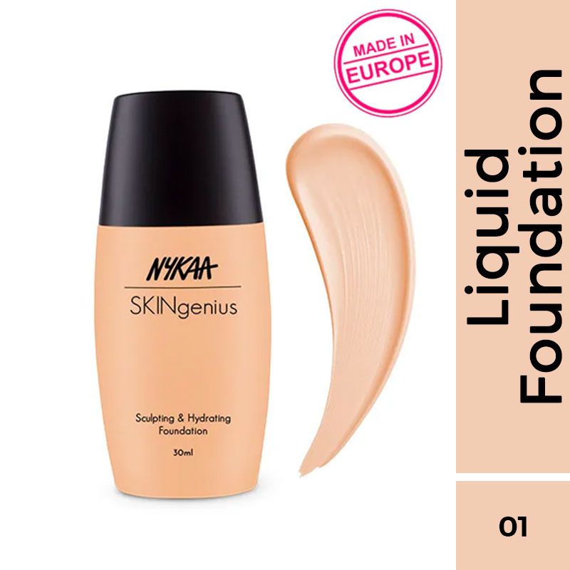 Nykaa SKINgenius Sculpting & Hydrating Dewy Foundation For Dry Skin - Pure Ivory- 01