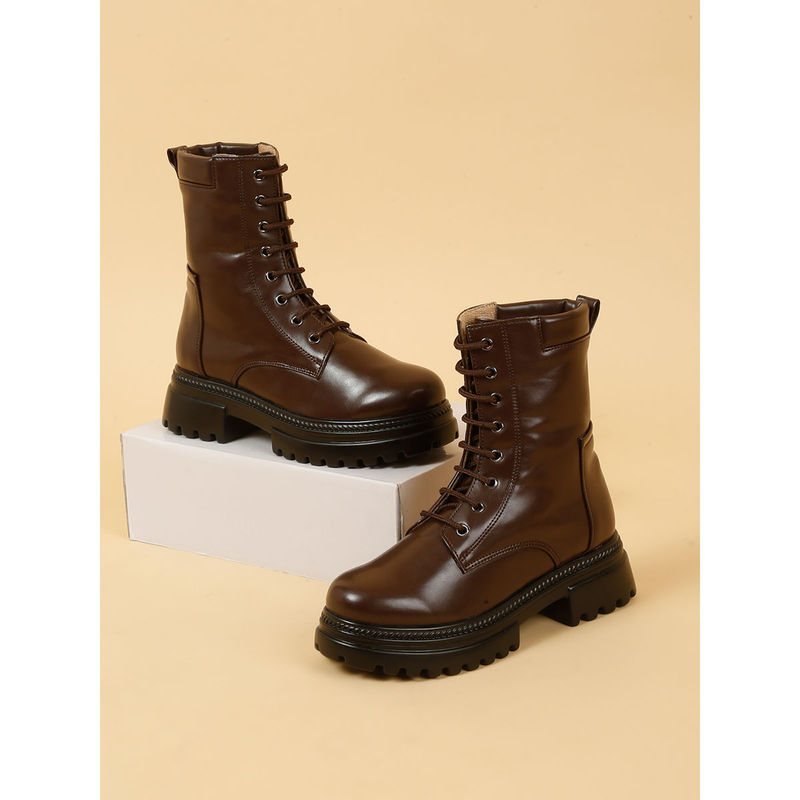 VALIOSAA Brown Lace-Ups Brogues Boots (EURO 38)