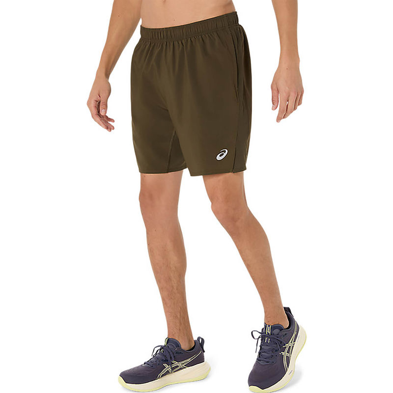 ASICS Mens Olive Stone Silver 7In Shorts (XS)