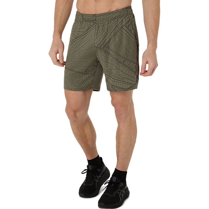 ASICS Mens Mantle Green Stone All Over Print 7In Shorts (XS)
