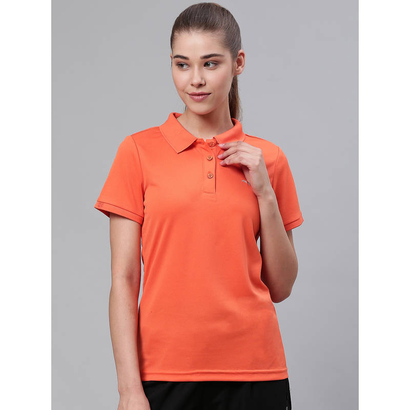Alcis Women Grey Solid Polo Collar T-shirt (M)