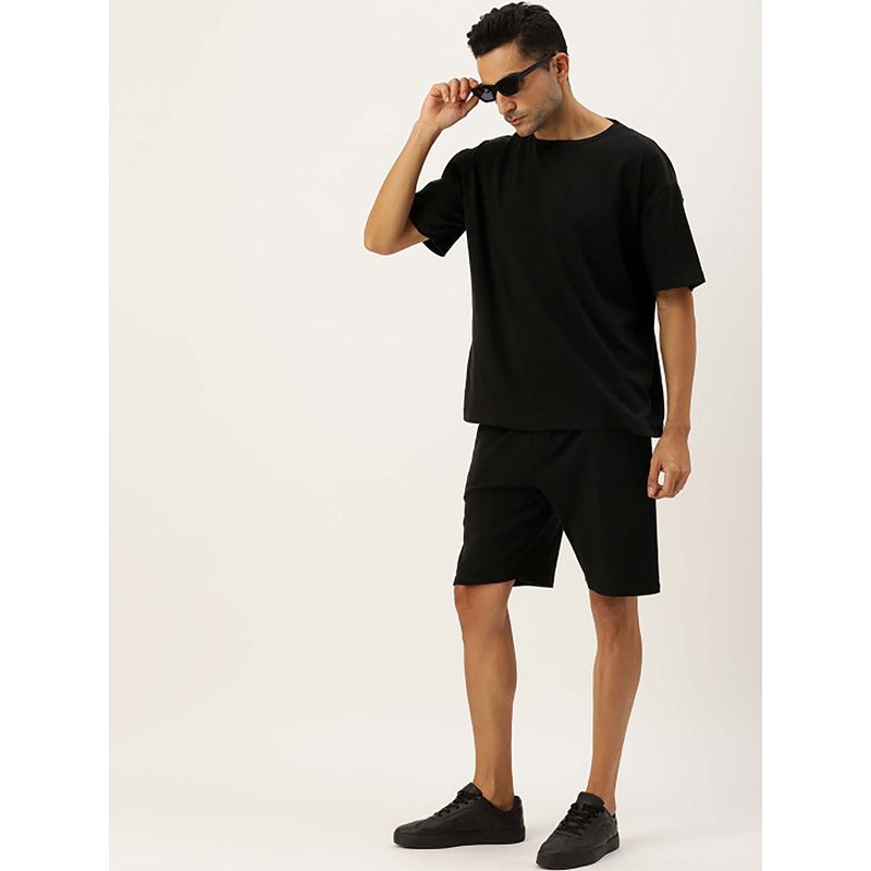 Bene Kleed Men Black Pure Cotton Solid Short Set (28)