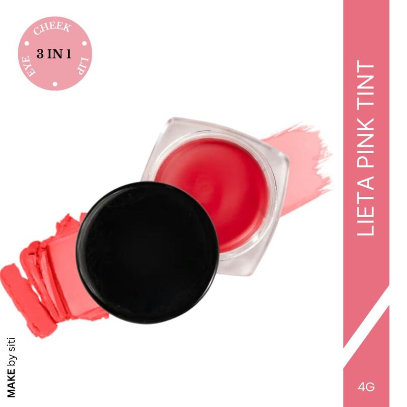 MAKEUP BY SITI Lip & Cheek Tint with Vitamin E & Jajoba Oil For Eyelids & Cheek- Lieta Pink